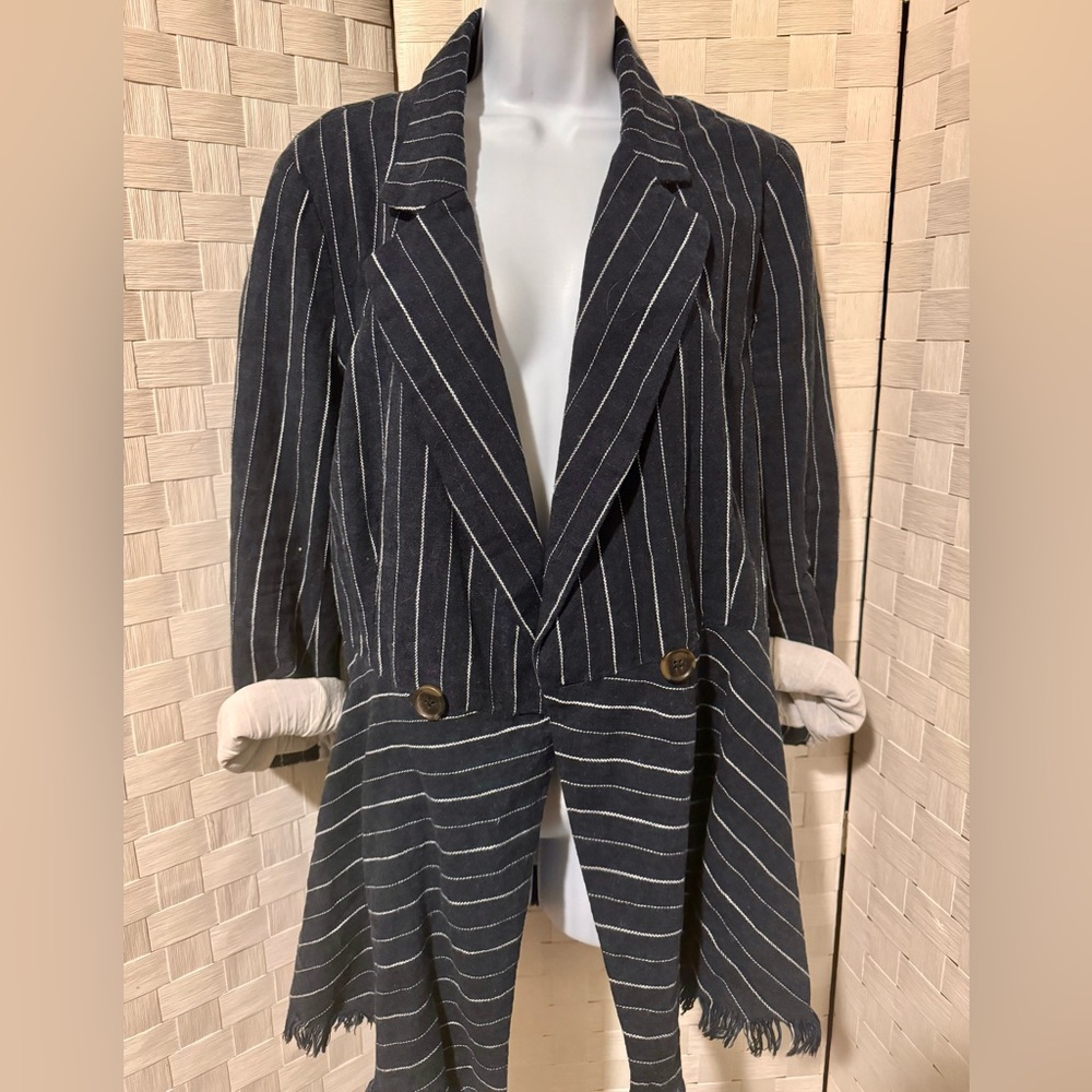 Free People Navy with white stripes blazer size M